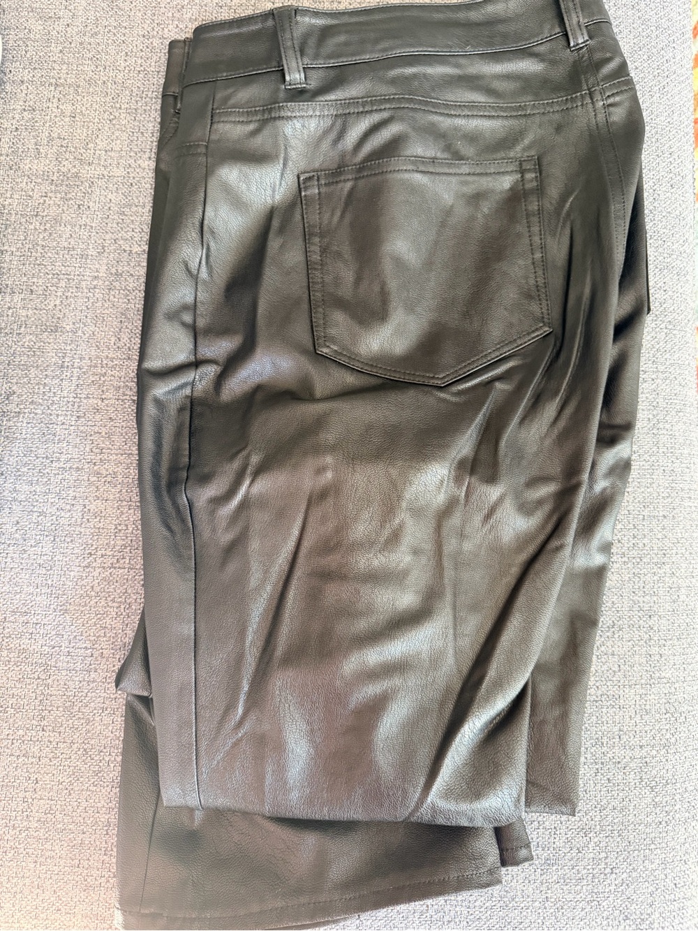 PAIGE Black Faux Leather Boot Cut Pants